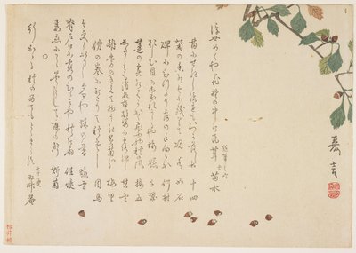 Oak branch and acorns by Murata Kagen